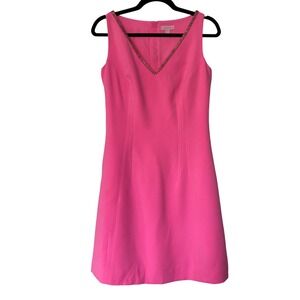 Lilly Pulitzer Monica Dress Sunkissed Pink Beaded V-Neck Shift Dress Size 6 NEW